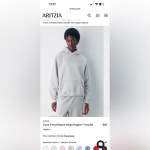Aritzia Light Gray Hoodie Sweater